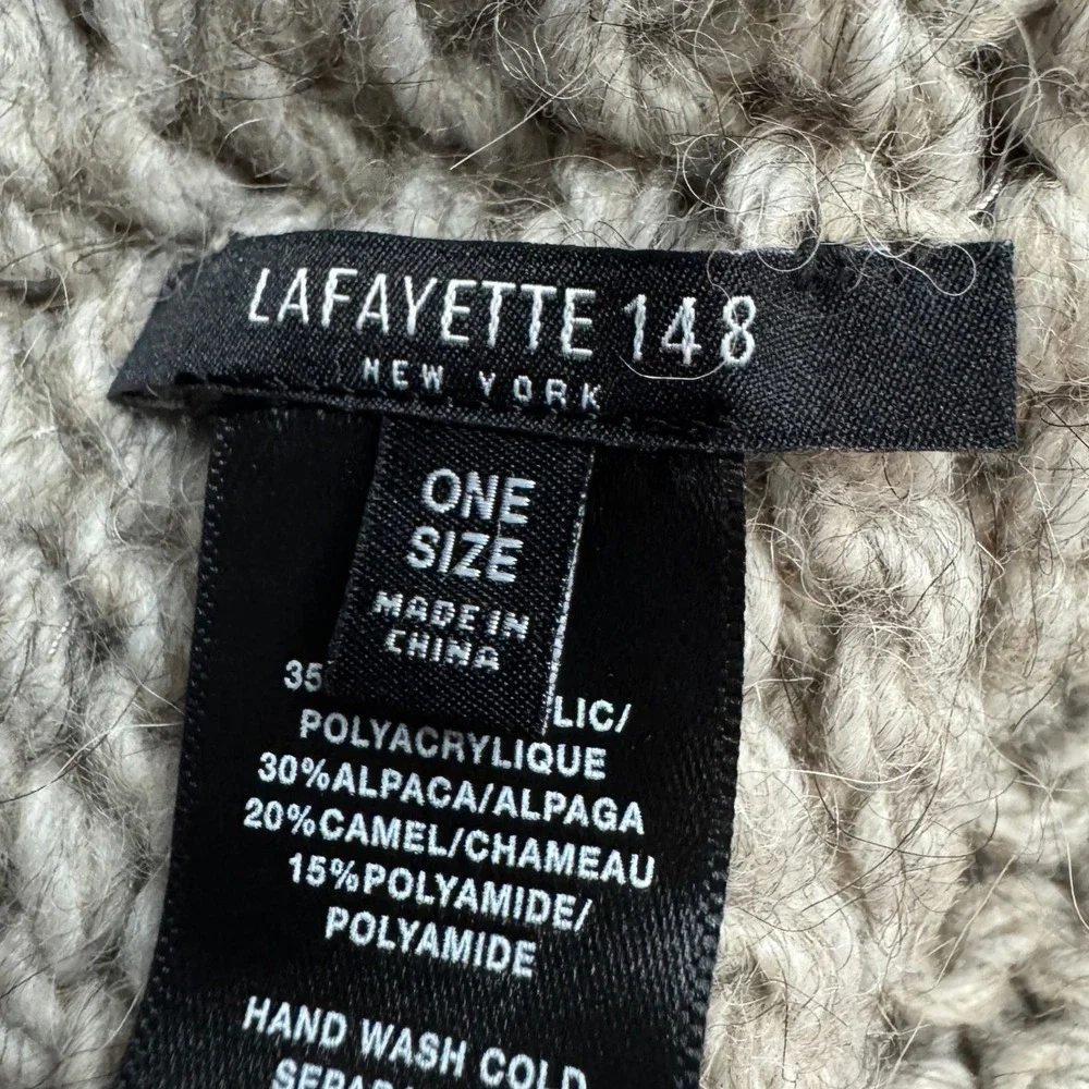 Lafayette 148‎ New York Knit Cowl Neck Warmer Alpaca Camel Blend Sequin Detail